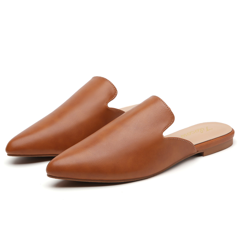MULES PLATES FEMME MARRON EN PU TILOCOW