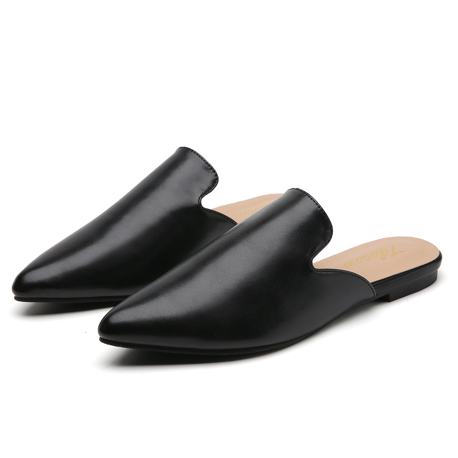 MULES PLATES NOIRES EN PU POUR FEMME TILOCOW