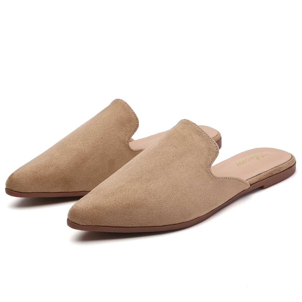 MULES PLATES EN DAIM MARRON POUR FEMME TILOCOW