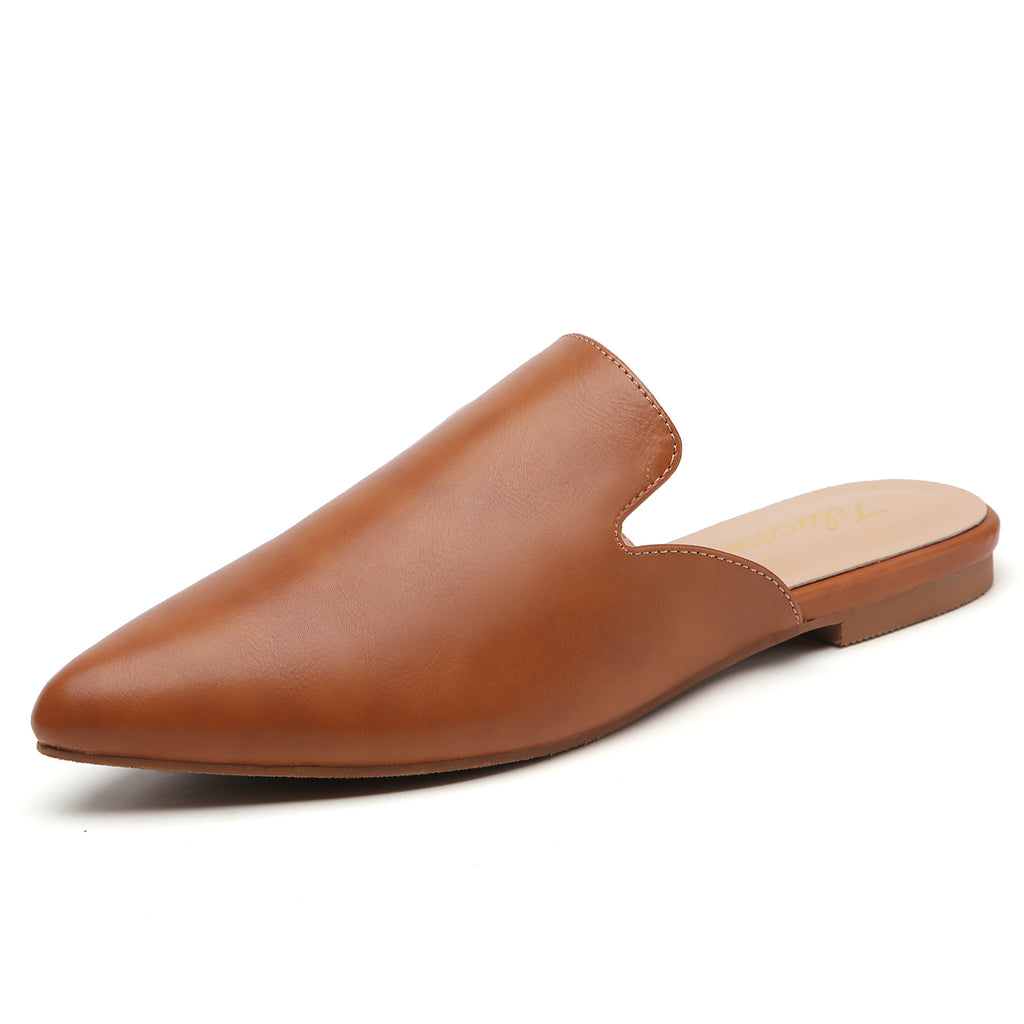 MULES PLATES FEMME MARRON EN PU TILOCOW