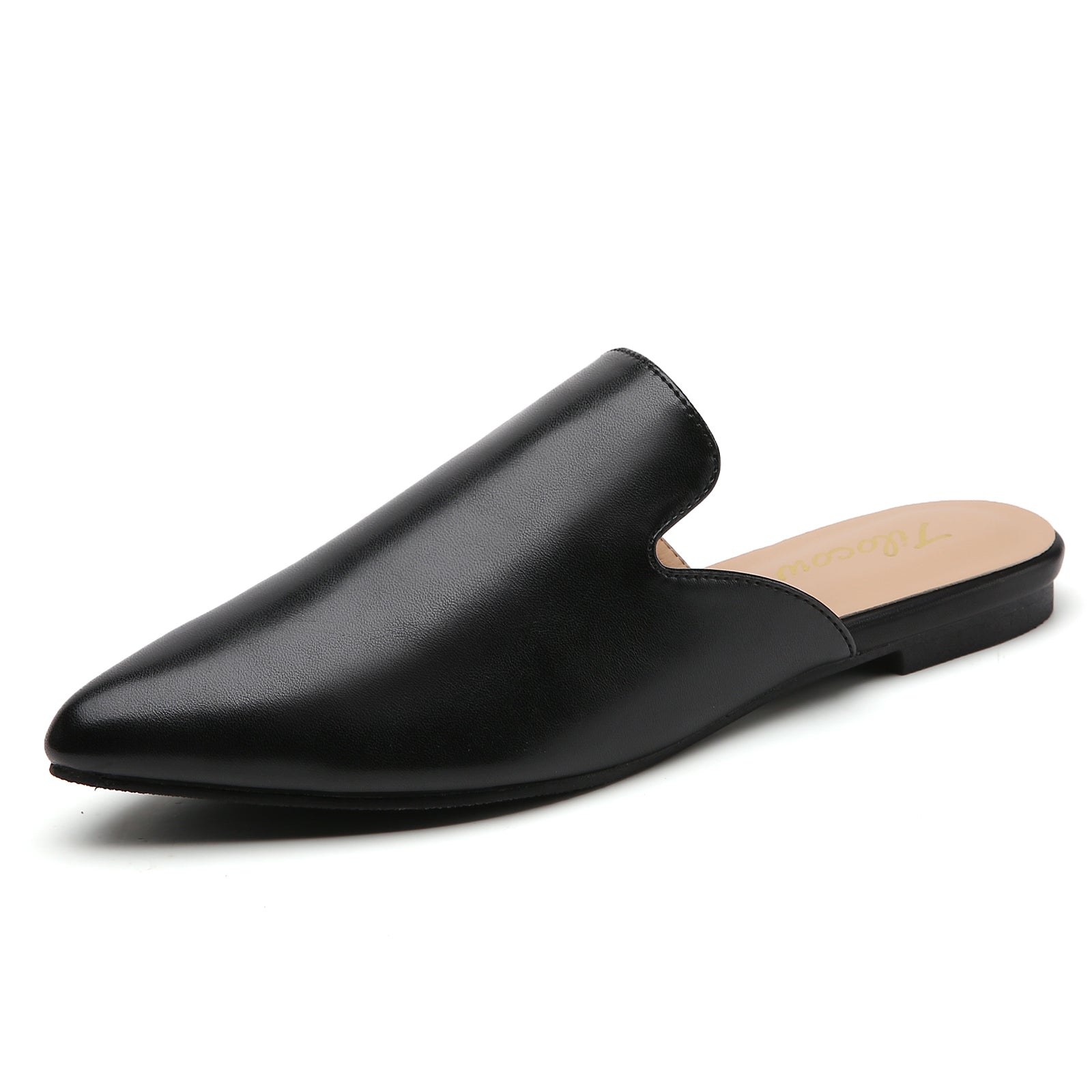 MULES PLATES NOIRES EN PU POUR FEMME TILOCOW