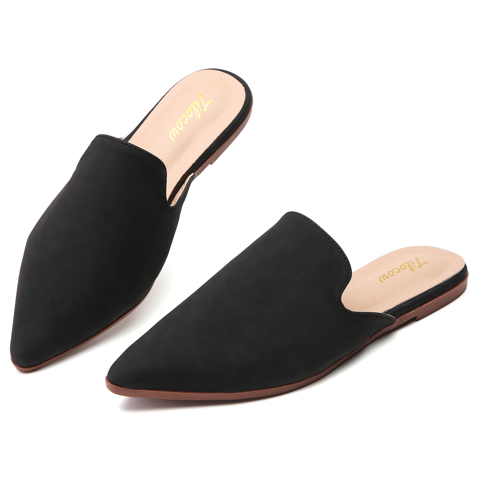 MULES PLATES EN DAIM NOIR FEMME TILOCOW